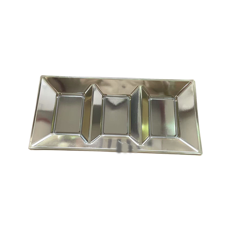 Ezüst színű műanyag 3 rácsos uzsonnatálca