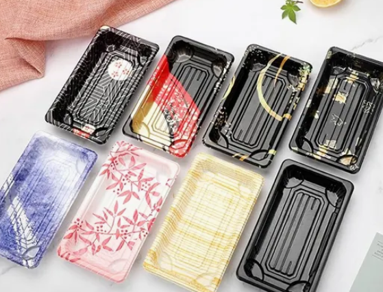 Eldobható műanyag sushi ételtálca Doboz 